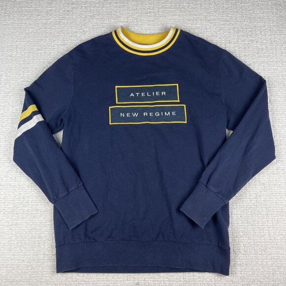 Men's Atelier New Regime ANR Long Sleeve M Yellow/Navy Blue Embroidery - Picture 1 of 15